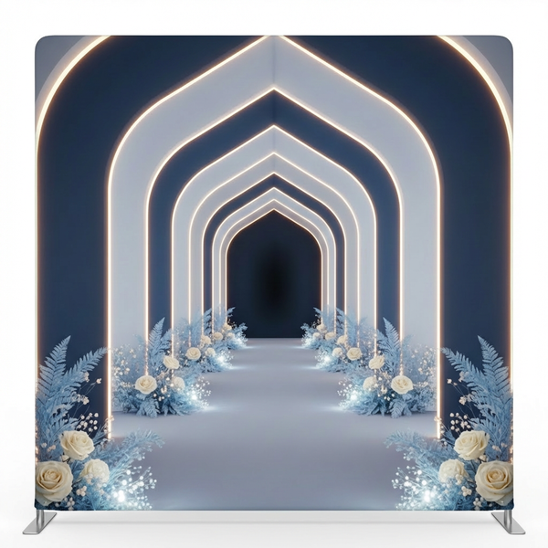 Elegant Midnight Bloom Cathedral Pillowcover Backdrop from True Backdrops, featuring floral design on soft fabric background.