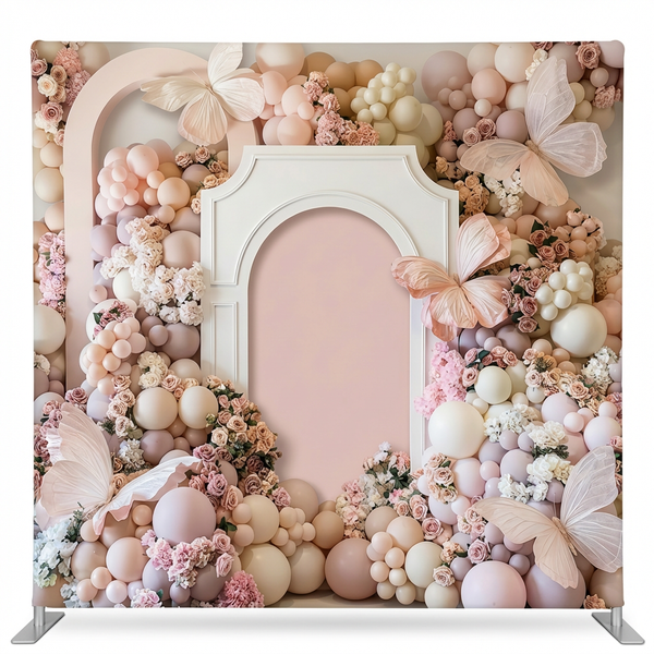 Petal Whimsy Blossom Pillowcover Backdrop by True Backdrops, featuring soft pastel petals and floral design for photography backdrops.