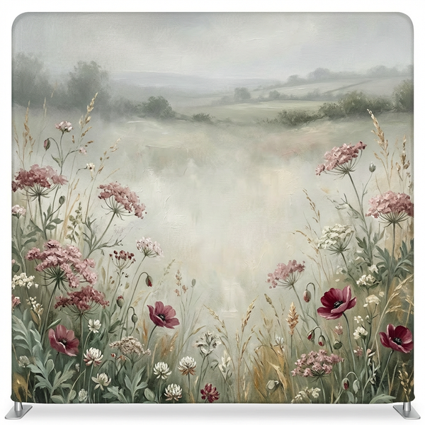 Misty Meadow Reverie pillowcover backdrop by True Backdrops, featuring a serene floral design with soft pastel colors.