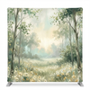 Morning Mist Meadow Pillowcover Backdrop by True Backdrops, featuring a floral pattern with soft pastel tones and natural meadow scenery.