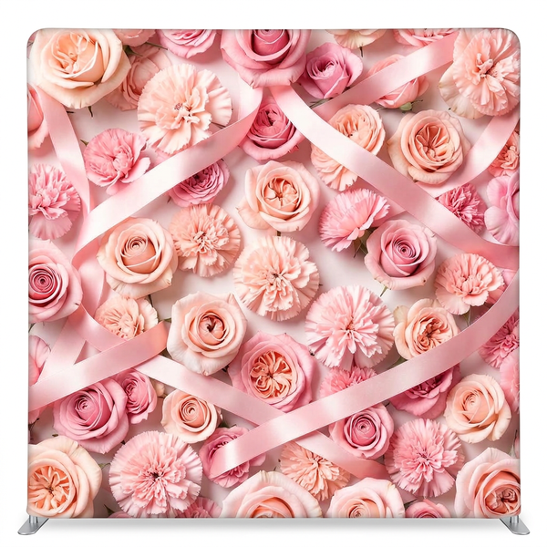 Pink Ribbon Bloom Pillowcover Backdrop