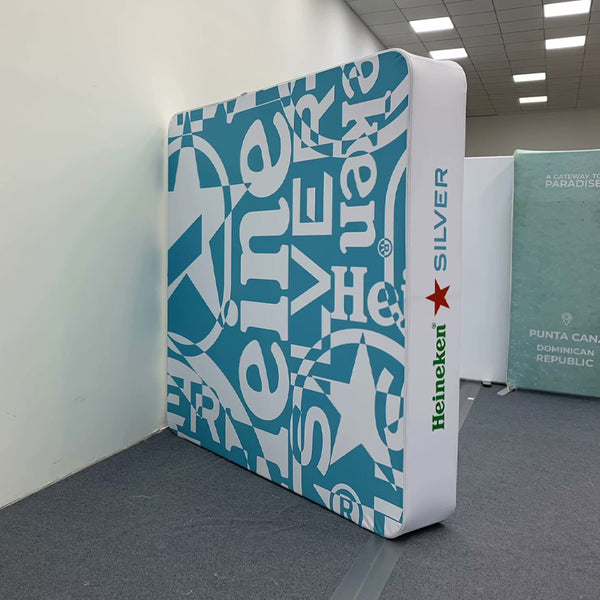 3D square backdrop by RecycleDisplay featuring textured geometric panels in neutral tones for modern photo shoots.