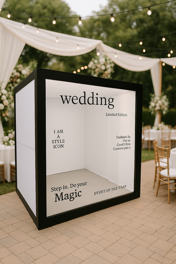 Magazine front cover photo booth backdrop by True Backdrops featuring a vibrant design for photo booth setups.