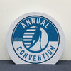 3D round box by RecycleDisplay, featuring a smooth, curved design and eco-friendly recycled material in natural colors.