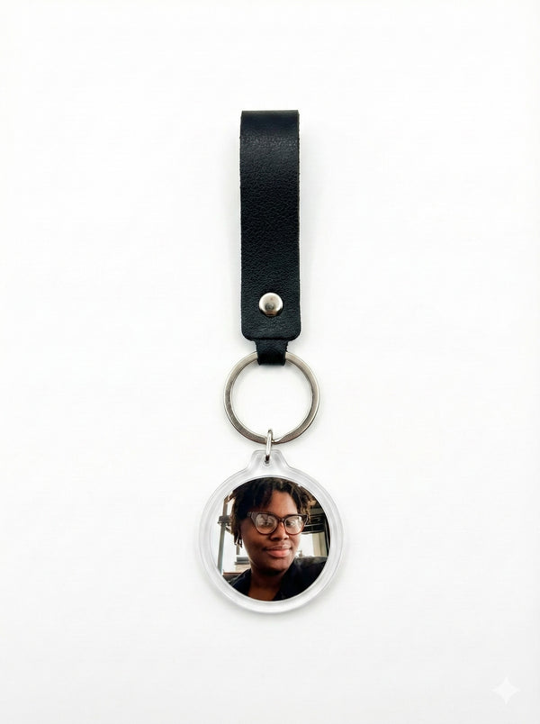 Event-ready acrylic photo keychain set with straps, featuring custom photo booth accessories by True Backdrops.