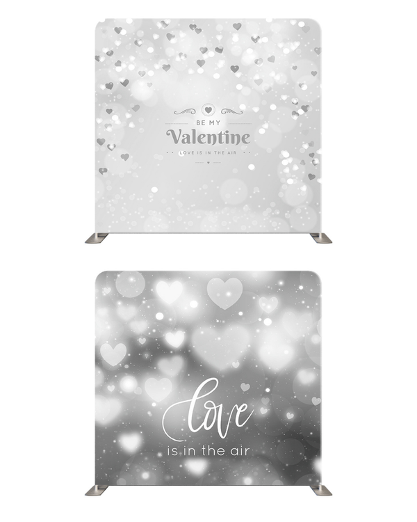 Bokeh Hearts Silver Set – Double-Sided Pillow Cover Backdrop by True Backdrops, shown in a product photo for photo booth operators.