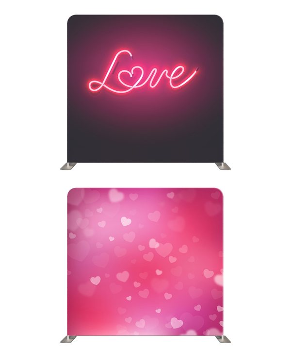 Neon Romance Glow – Double-Sided Pillow Cover Backdrop by True Backdrops, shown in a product photo for photo booth operators.