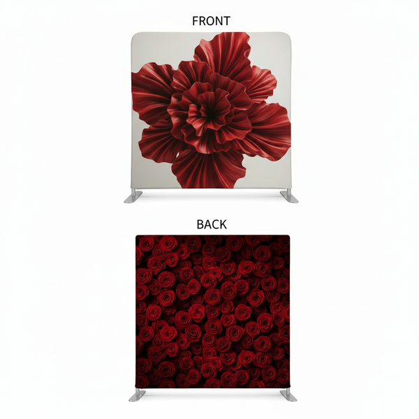 Crimson Romance double-sided backdrop pillowcover by True Backdrops, featuring rich crimson color and elegant design.
