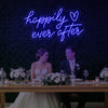 Happily Ever After wedding neon sign by Light Your Way, illuminated LED sign with elegant cursive lettering for wedding decor.