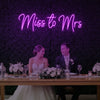 Miss to Mrs wedding neon sign by Light Your Way, illuminated LED sign with stylish "Miss to Mrs" lettering for wedding decor.