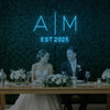 Custom wedding initials neon sign by Light Your Way, featuring illuminated initials perfect for wedding decor.