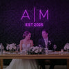 Custom wedding initials neon sign by Light Your Way, featuring elegant illuminated initials for wedding decor.