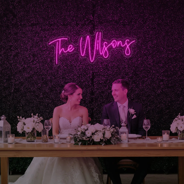 Custom wedding last names Light Your Way neon sign, personalized wedding neon sign for celebration decor.