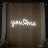 Light Your Way You Heart Me wedding neon sign with glowing red heart and text for romantic event decor.