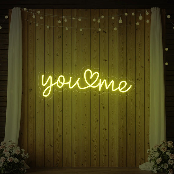 Light Your Way You Heart Me wedding neon sign with LED tubing, romantic heart-shaped design for wedding decor.