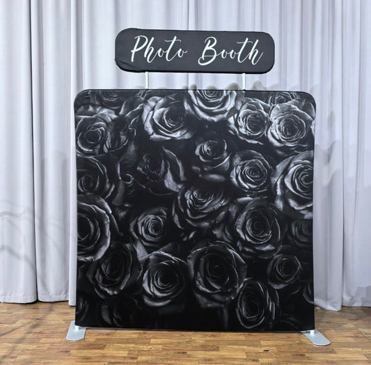 Tension fabric header display by True Backdrops with a sleek, professional look for event or trade show signage.