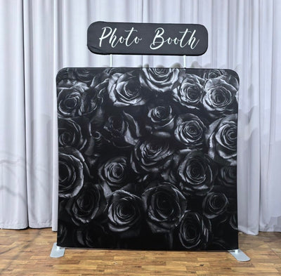 Tension fabric header display by True Backdrops with a sleek, professional look for event or trade show signage.