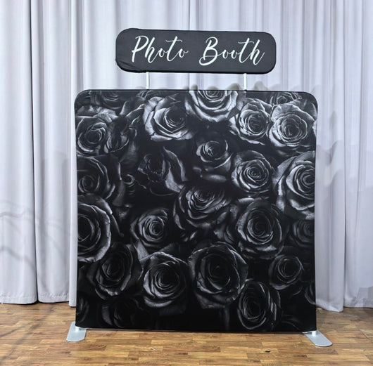 Tension fabric header display by True Backdrops with a sleek, professional look for event or trade show signage.