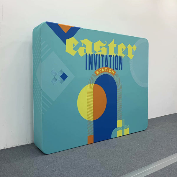 RecycleDisplay 3D Square Backdrop featuring textured geometric design in neutral tones for photography and event decoration.