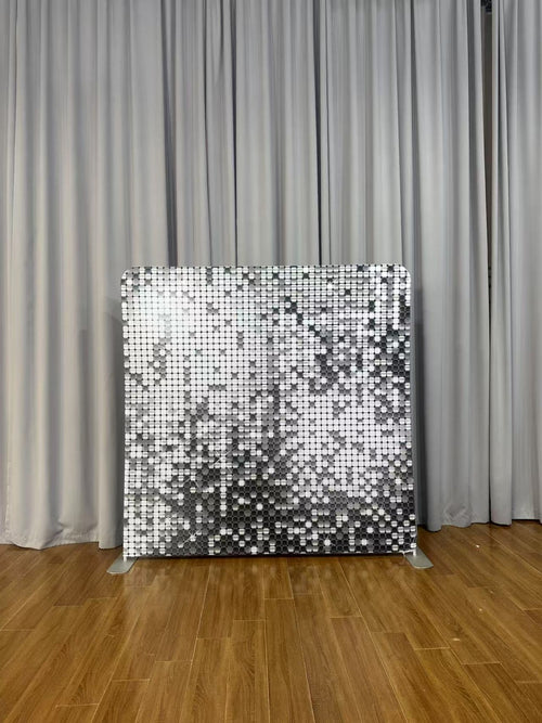 Shimmering Silver Sequin Panel Pillowcover Backdrop