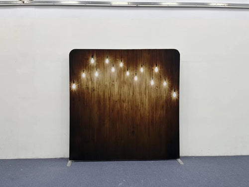 Warm Rustic Wood Edison Lights Pillowcover Backdrop