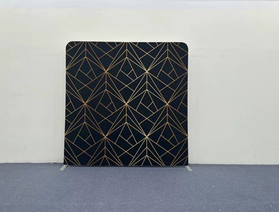 Midnight Art Deco Gold Geometric Pillowcover Backdrop