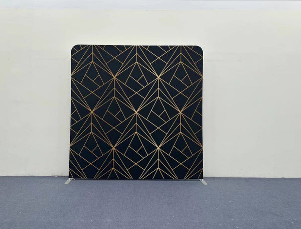 Midnight Art Deco Gold Geometric Pillowcover Backdrop