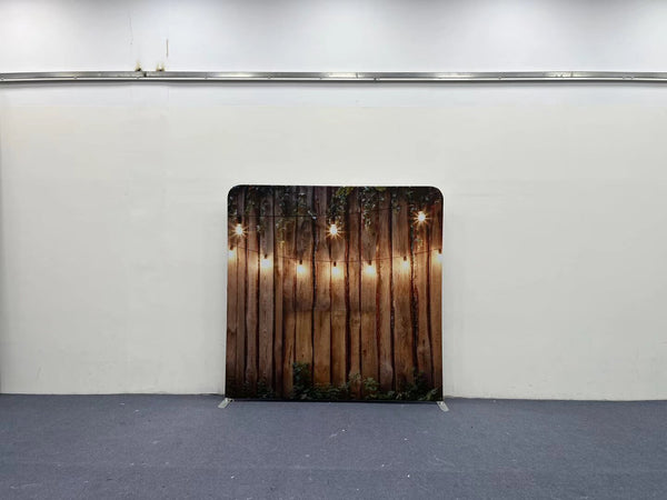 Rustic Plank String Lights Pillowcover Backdrop
