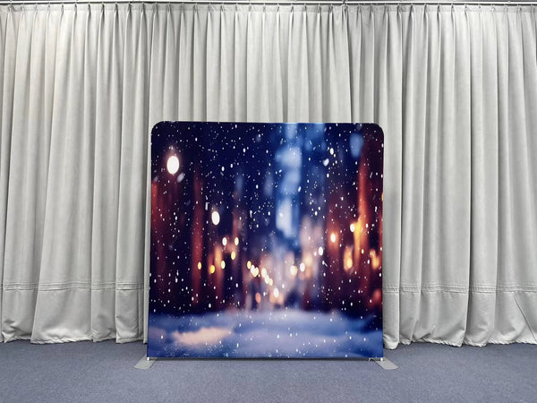 Luminous Midnight Winter City Pillowcover Backdrop