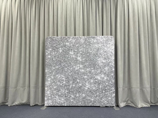 Sparkling Sterling Glitter Overlay Pillowcover Backdrop