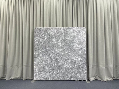 Sparkling Sterling Glitter Overlay Pillowcover Backdrop