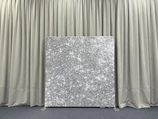 Sparkling Sterling Glitter Overlay Pillowcover Backdrop