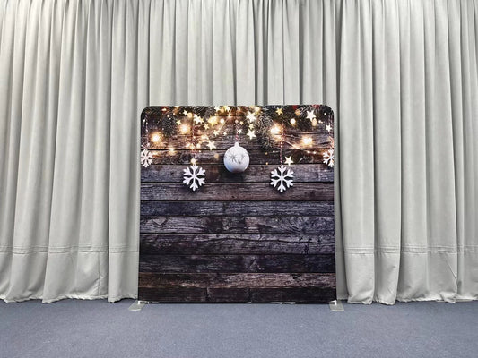 Distressed Wood Winter Wonderland Pillowcover Backdrop