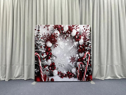 Festive Cranberry Snowflake Whimsy Pillowcover Backdrop