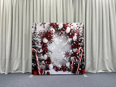 Festive Cranberry Snowflake Whimsy Pillowcover Backdrop