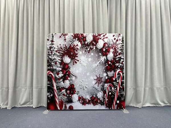 Festive Cranberry Snowflake Whimsy Pillowcover Backdrop