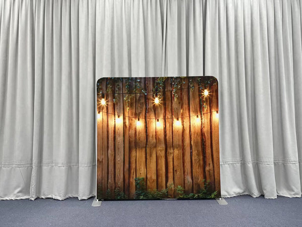 Warm Weathered Wood Stringlights Pillowcover Backdrop