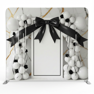 Modern Marble Black Satin Bow Pillowcover Backdrop