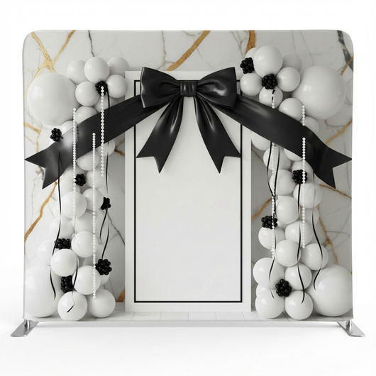 Modern Marble Black Satin Bow Pillowcover Backdrop