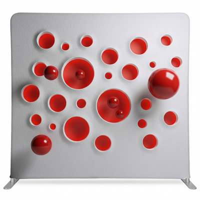 Modern Red Spheres White Relief Pillowcover Backdrop