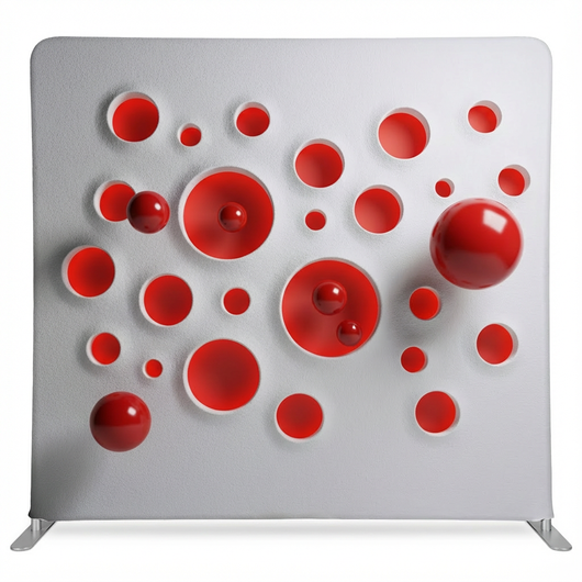 Modern Red Spheres White Relief Pillowcover Backdrop