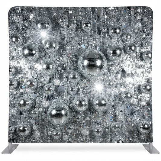 Shimmering Silver Disco Mosaic Pillowcover Backdrop