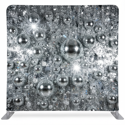 Shimmering Silver Disco Mosaic Pillowcover Backdrop