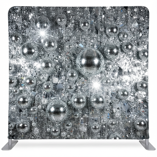 Shimmering Silver Disco Mosaic Pillowcover Backdrop