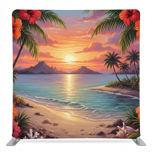 Hibiscus Horizon Sunset Pillowcover Backdrop
