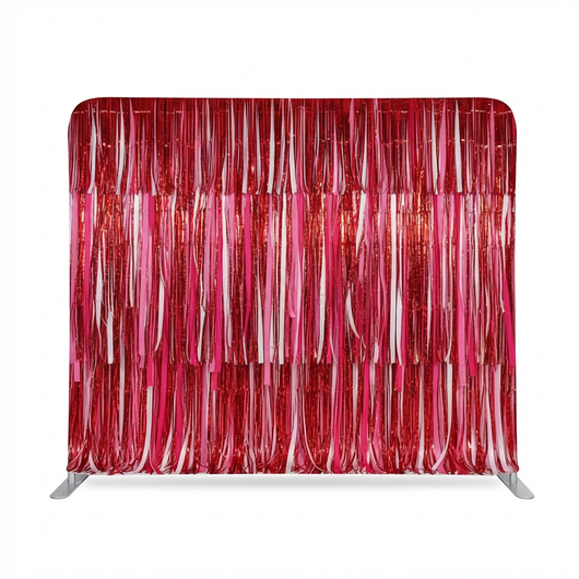 Shimmering Crimson Disco Fringe Pillowcover Backdrop