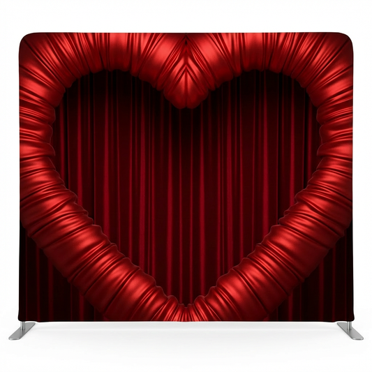 Crimson Satin Heart Arch Pillowcover Backdrop