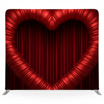 Crimson Satin Heart Arch Pillowcover Backdrop