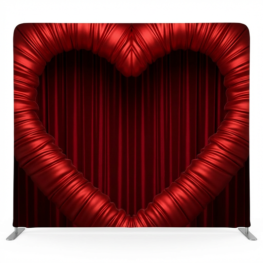 Crimson Satin Heart Arch Pillowcover Backdrop