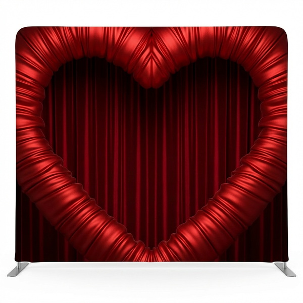 Crimson Satin Heart Arch Pillowcover Backdrop